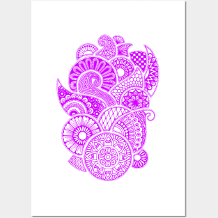 Abstract Mandala design (pink on white) Posters and Art